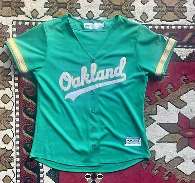 Majestic Cool Base Jersey Oakland A's Womens Large Green Mlb Athletics • $35