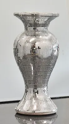 £17.99 • Buy 30Cm Silver Ceramic Mirrored Pot Vase Glitter Home Decoration Flower Vase 103