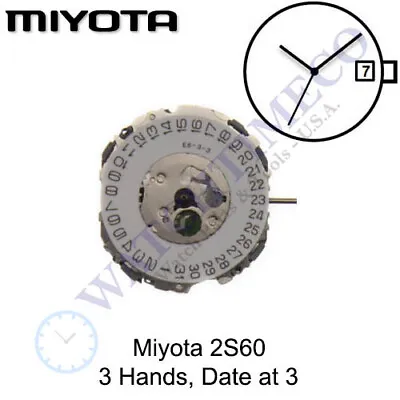 Genuine Miyota 2S60 Watch Movement Japan 3 Hands Date At 3 • $23.69
