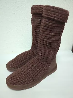 Ugg Australia 5857 Womens BROWN  Cardy Knit Crochet Boots Size 5 • $29