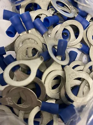Blue 16-14 Gauge Wire Ring Terminals Vinyl Connectors Eyelet - YOU CHOOSE SIZE - • $6.99