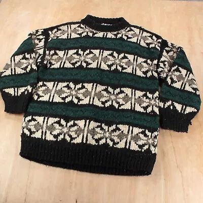 MUNARLLA Ecuador Thick Chunky Hand Knit Wool Sweater LARGE / XL Vtg 90s Boho • $38