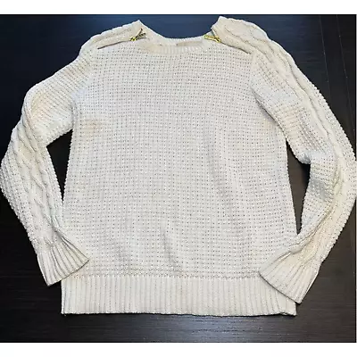 Michael Kors 60/40 Cotton Polyester Blend Knit Sweater Woman’s Size L Cream • $19.99