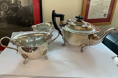 Vintage Silver Plated Teapot Set Bakelite Handles On Teapot Claw Feet EPNS A • £10