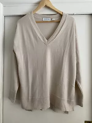 Country Road  Ladies Australian Merino Wool Taupe Jumper V Neck Size XL As New • $79.95