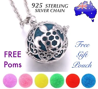 $12.50 • Buy Turtle Essential Oil Diffuser Locket 925 Sterling Silver Chain Necklace Gift New