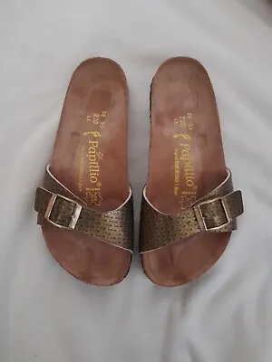 £20 • Buy Papillio Birkenstock Bronze Ladies Sliders Sandals Flip Flops Size 36eur 3.5uk