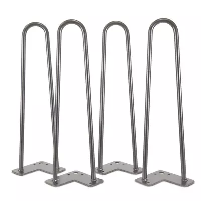 Modern Raw Steel Hairpin Table Legs 4-Pack 16 In. Metal Hair Pin Furniture Parts • $33.17