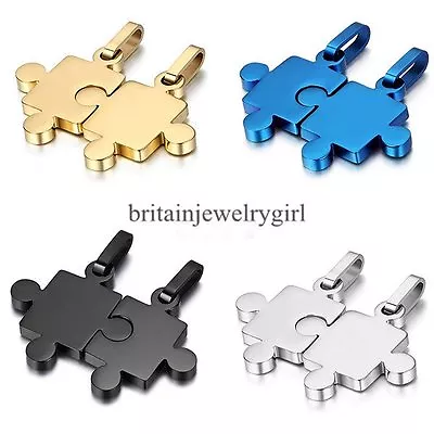 Couple Stainless Steel Matching Puzzle Pendant His And Hers Promise Necklace • $9.99