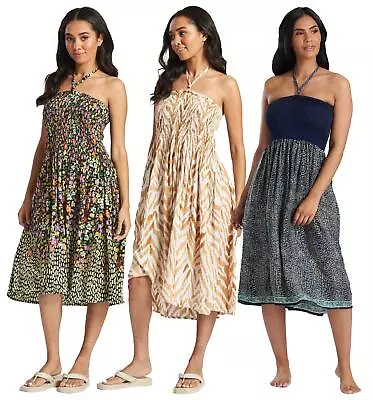 3 Way Summer Dress Halter/Bandeau/Maxi Skirt Lightweight Beach Cover Up Dresses • £13.99