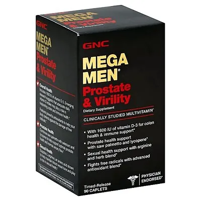 GNC Mega Men Prostate And Virility Multi Vitamins For Sexual Health - 90 Caplets • $27