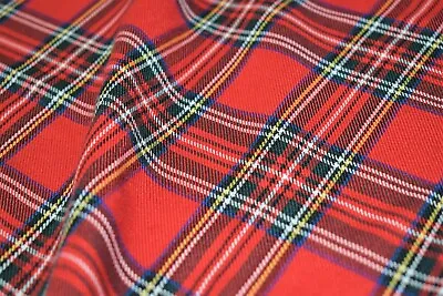 £1 • Buy Fashion Tartan Plaid Check Polyviscose Fabric 150cm Wide Royal Stewart Scottish