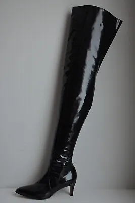 Famous Jean Gaborit Vintage Thigh High Boots Genuine Soft Patent Leather • $340
