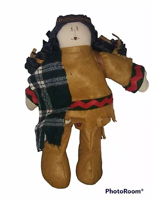 Native American Girl Baby Doll Bow Head Dress Feather Blanket Stuffed Felt 14  • $25.63