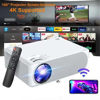 Projector 22000 Lumens 4K 1080P FHD 5G WiFi LED Movie Video Home Theater HDMI AV • $53.39