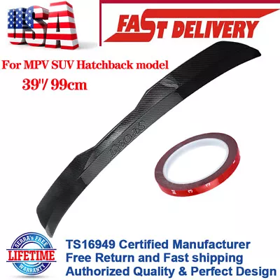 Car Rear Roof Lip For MPV SUV Hatchback Spoiler Wing Carbon Black Tail Trunk Kit • $39.99