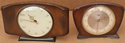 £0.99 • Buy 2 Old Wind Up Retro Wooden Cased Mantel Clocks Smiths & Metamec For Repair