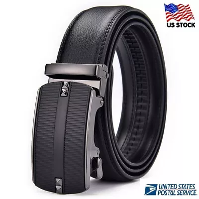 Berreri Mens Genuine Leather Sliding Buckle Belt Us Stock • $19.95