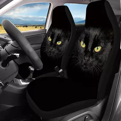 Front High Back Car Seat Covers Black Cat Wear-resistant Soft Protector Cushions • $32.89