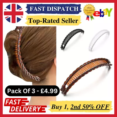 Large Banana Hair Clip Tort Twisted Long Fish Clip Comb Grip Women Long Hair UK • £3.25