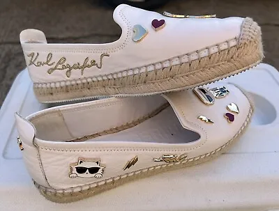 Karl Lagerfeld Paris Michaela Slip On Womens 9M Embellished Espadrille Flats K11 • $38.88