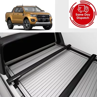 BLACK CROSS BARS Vortex Roof Racks To Suit Ford Ranger Wildtrak Roller Shutter • $699