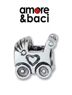 £13.99 • Buy Genuine AMORE & BACI 925 Sterling Silver PRAM Charm Bead, New Baby, New Mum