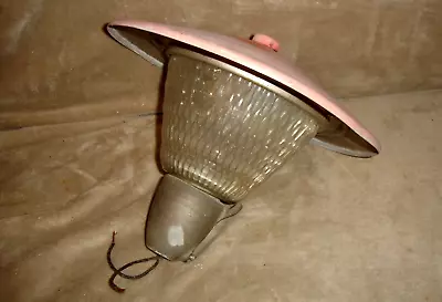 Vintage Antique Holophane Street Light Glass And Metal Shade With Fixture • $130