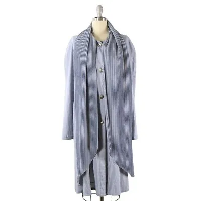 Mycra Pac Now Reversible Pleated Scarf Blue Gray Duster Raincoat Jacket 1 S M • $39.96