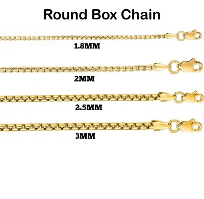 14K Gold Plated 925 Sterling Silver Round Box Link Chain Necklace Italian Made • $20.99