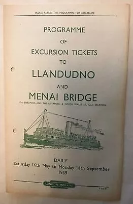 British Railways Handbill Llandudno & Menai Bridge • £2.85