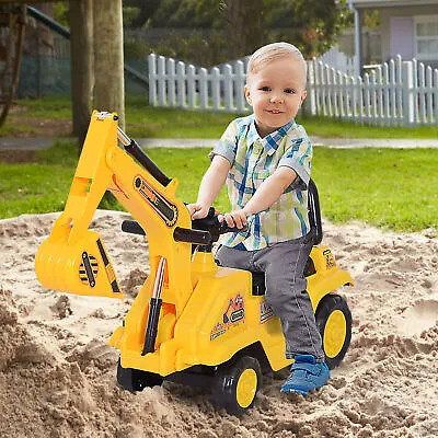 Ride On Excavator Digger Scooter Pulling Cart Pretend Play Construction Truck • $49.91