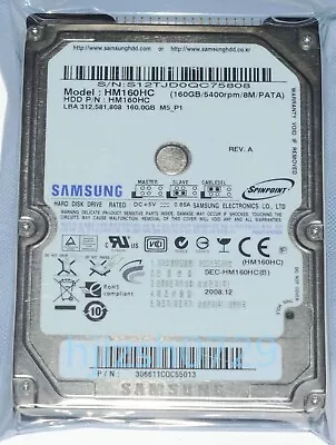 1pcs Samsung Spinpoint M5 IDE/PATA 160GB 5400RPM 8MB 2.5  HM160HC Laptop Hard Dr • £14.40