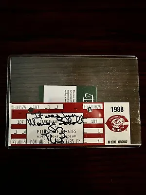 MARGE SCHOTT & SCHOTTZIE SIGNED AUTO TICKET 8/29/1988 Cincinnati Reds W/ COA • $75