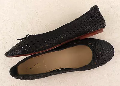 NEW Dragon Diffusion For J. CREW Retail $210 WOVEN LEATHER FLATS BLACK Size 7.5 • $109