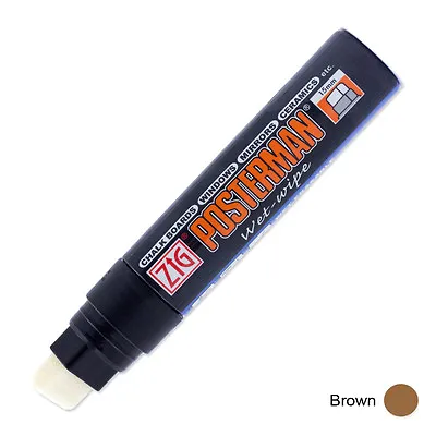 Zig Posterman Wet Wipe Marker - Extra Broad - Brown (Pack Of 6) • £27.36