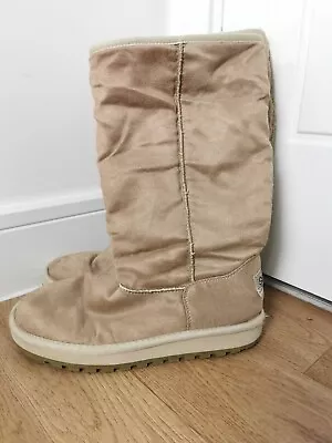 £0.99 • Buy Skechers Size 5.5 Eu38.5 Beige Calf Boots Warm Winter Faux Fur Flat Comfort