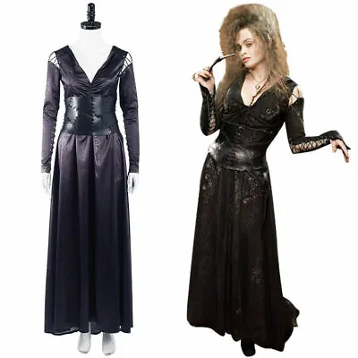 Harry Potter Bellatrix Lestrange Cosplay Costume Halloween Outfit Full Set • $121