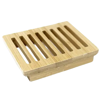 Soap Dish Box Bathroom Shower Kitchen Home Plate Tray Drainer Hemu Natural Wood • £6.48
