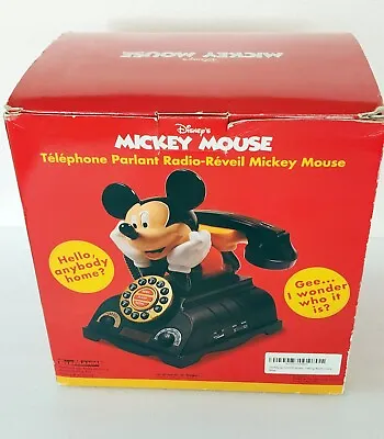 Disney Mickey Mouse Talking Alarm Clock Radio Telephone Phone W Power Supply • $70.19