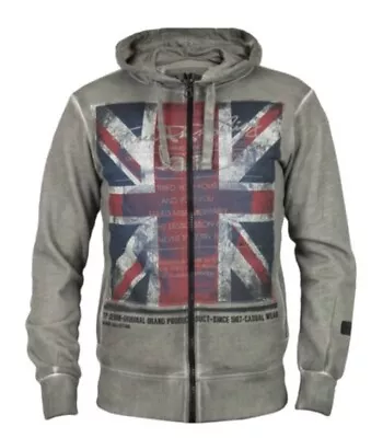 TRUE PRODIGY -UNION JACK ZIP-UP HOODIE GREY  Medium BNWT • £29.99