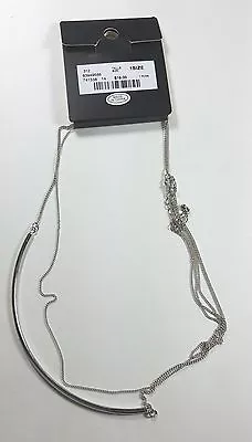 Double Layers Chain Metal Tube Silver Tone Necklace NWT Retail $19 • $3.95