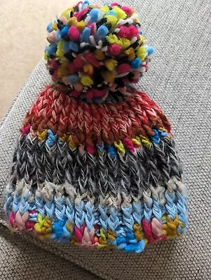 Zara Multi Coloured Knit Pom Pom Hat • £4