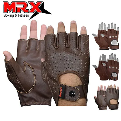 MRX Mens Driving Gloves Basic Soft Goat Leather Fingerless Biker Car Glove • $16.99