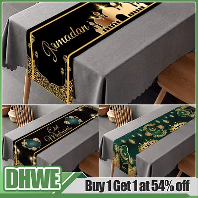 Eid Mubarak Table Runner Ramadan For Home Islamic Muslim Party Decor Tablecloth • £4.38