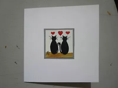 £2.80 • Buy  Original Hand Painted Card Cats And Hearts Birthday, Anniversary. Get Well.