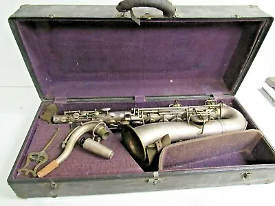 Buescher Perfection 1920s  Bruno NYC  Silver Low Pitch C-Melody Saxophone W/Case • $249.99