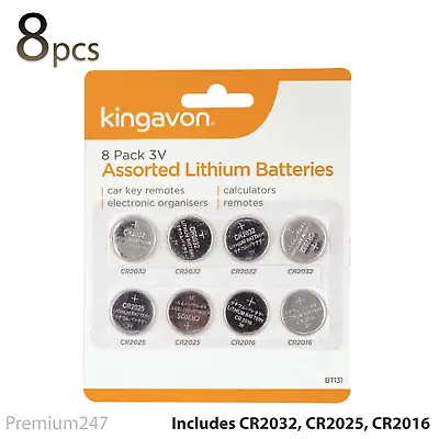 8 X Assorted Button Cell Watch Car Key Remote TV Calculator Battery Batteries 3V • £2.69