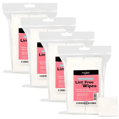 Mylee Lint-Free Nail Wipes 200x Pads Professional Manicure Gel Removal • £11.99
