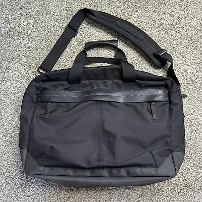 Duluth Trading Black Nylon & Leather Briefcase Laptop Messenger Bag • $59.99